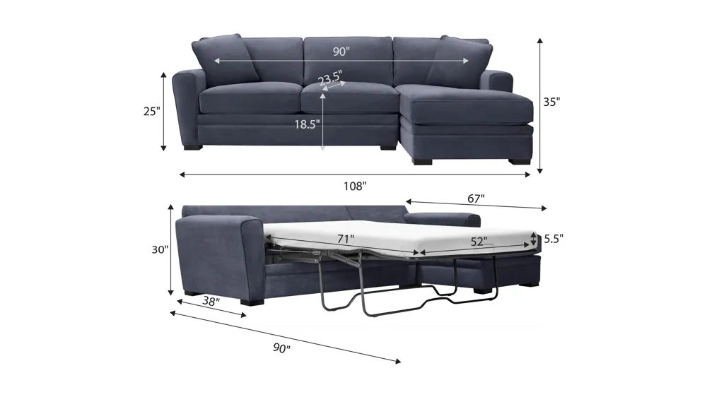 Artemis II 2-pc. Sectional w/ Full Sleeper Dimensions
