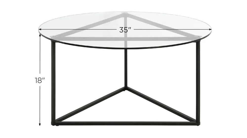 Raya Round Coffee Table with Glass Top Dimensions