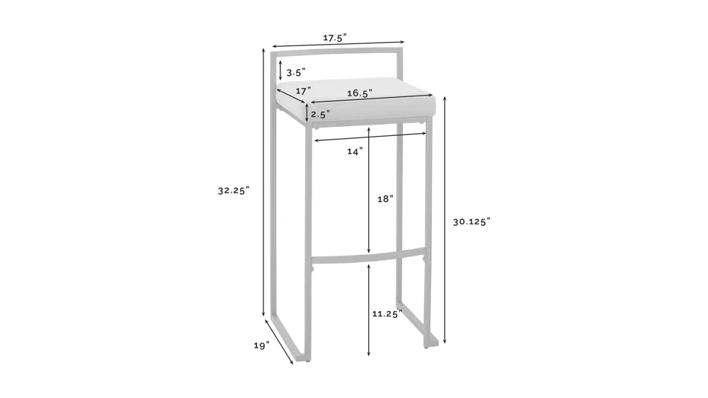 Harlowe Bar Stool - Set of 2 Dimensions
