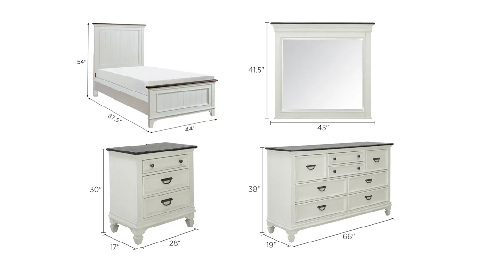 Shelby 4-pc. XL Bedroom Set Dimensions