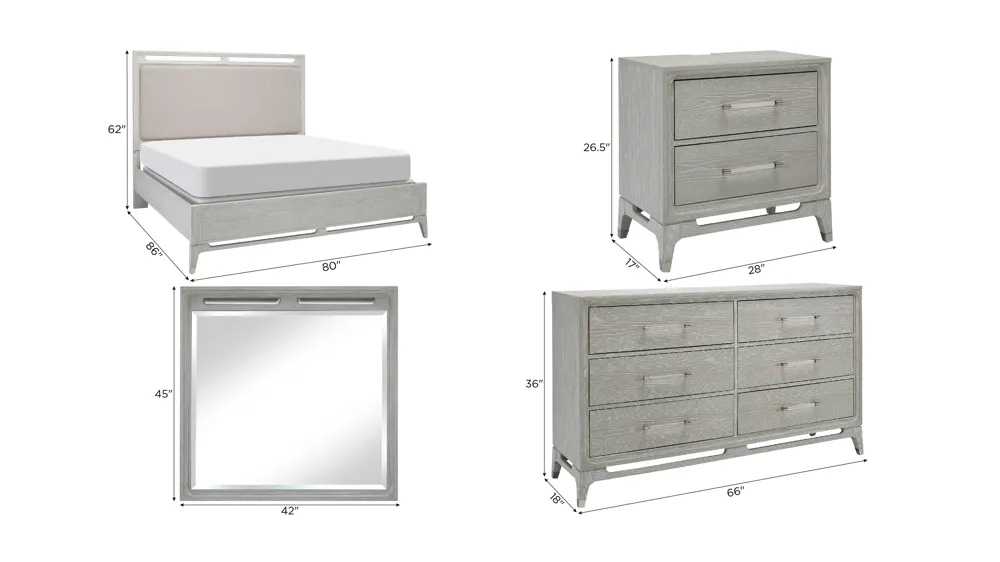 Caprice 4-pc. Bedroom Set Dimensions