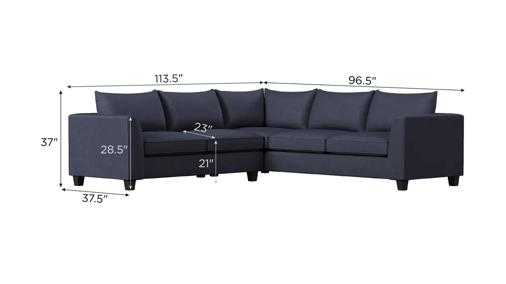 Daine 2-pc. Sectional Dimensions