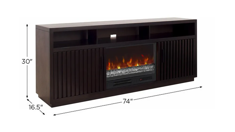 Henty 74" TV Console with Fireplace Dimensions