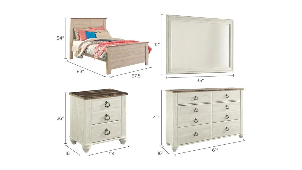 Collingwood 4-pc. Bedroom Set Dimensions