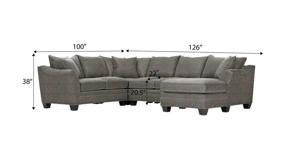 Foresthill 4-pc. Sectional w/ Right Arm Facing Chaise Dimensions