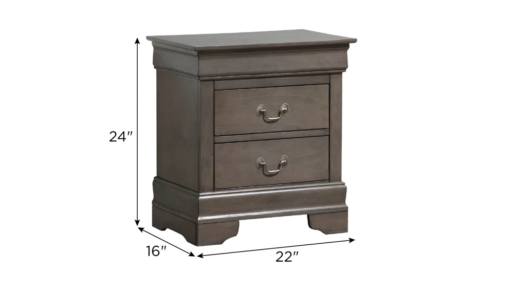 Rossie 2-Drawer Nightstand Dimensions