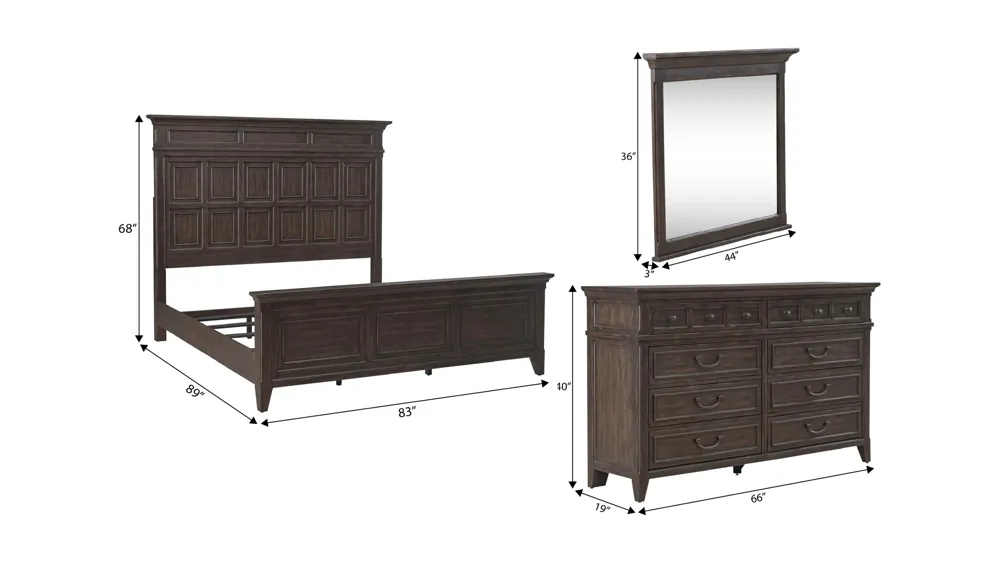 Paradise Valley 3-pc. Bedroom Set Dimensions