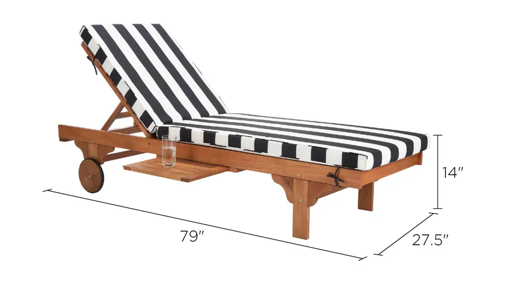 Newport Reclining Chaise Lounge w/ Side Table Dimensions