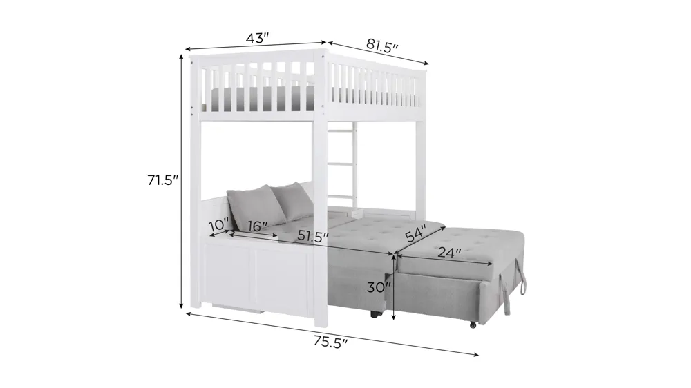 Sawyer Bunk Bed with Klik Klak Dimensions