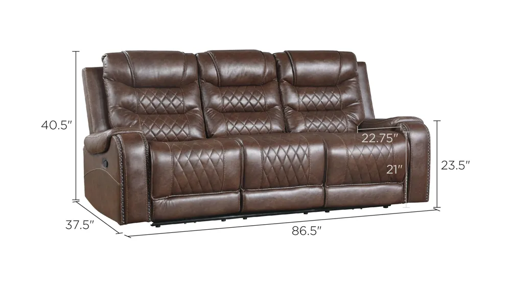Greenway Double Reclining Sofa W/ Usb Dimensions