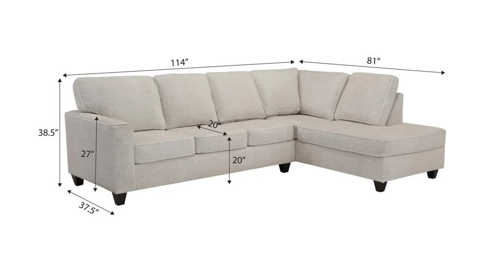 Dune 2-pc. Sofa Chaise Dimensions