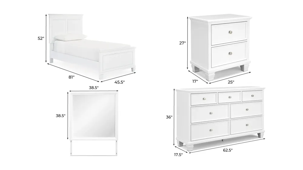 Reed 4-pc. Panel Bedroom Set Dimensions