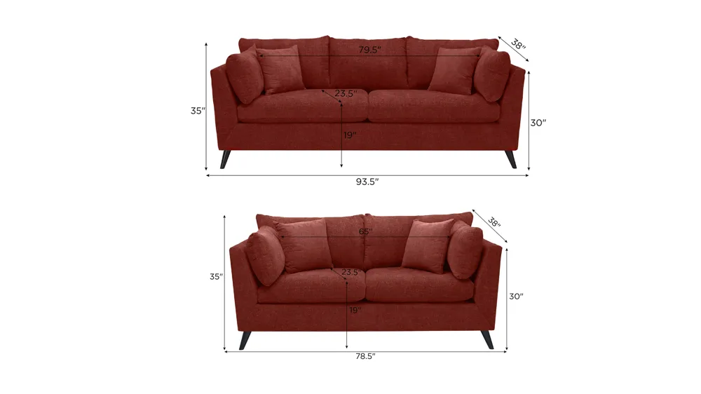 Caruso Living Room Set Dimensions