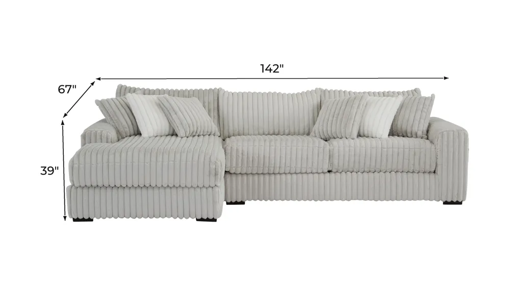 Onyx Moon 2-pc. Sofa Chaise Dimensions