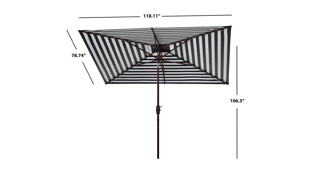 Shay Outdoor 6.5 X 10 ft Rectangular Crank Umbrella Dimensions