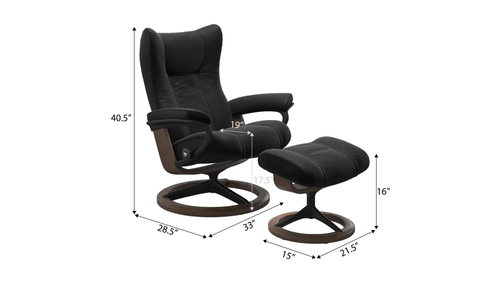 Wing Medium Signature Chair & Ottoman Dimensions