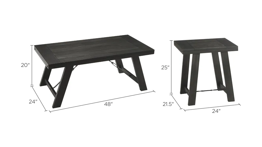 Noorbrook Casual Occasional 3-pc. Table Set Dimensions