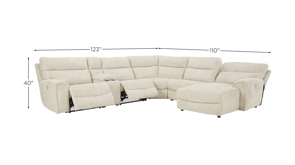 Critic's Corner 6-Piece Power Reclining Sectional Dimensions