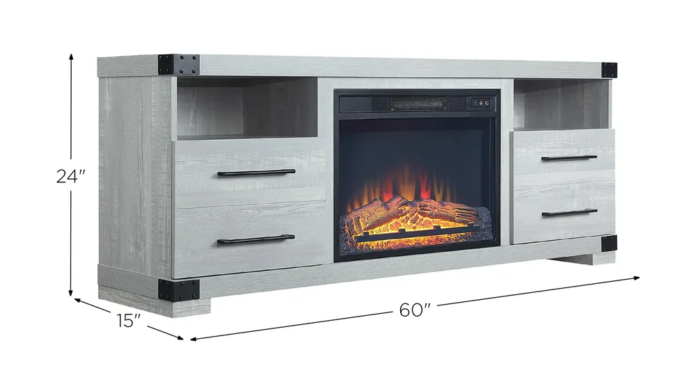 Richmond 60" TV Console with Fireplace Dimensions