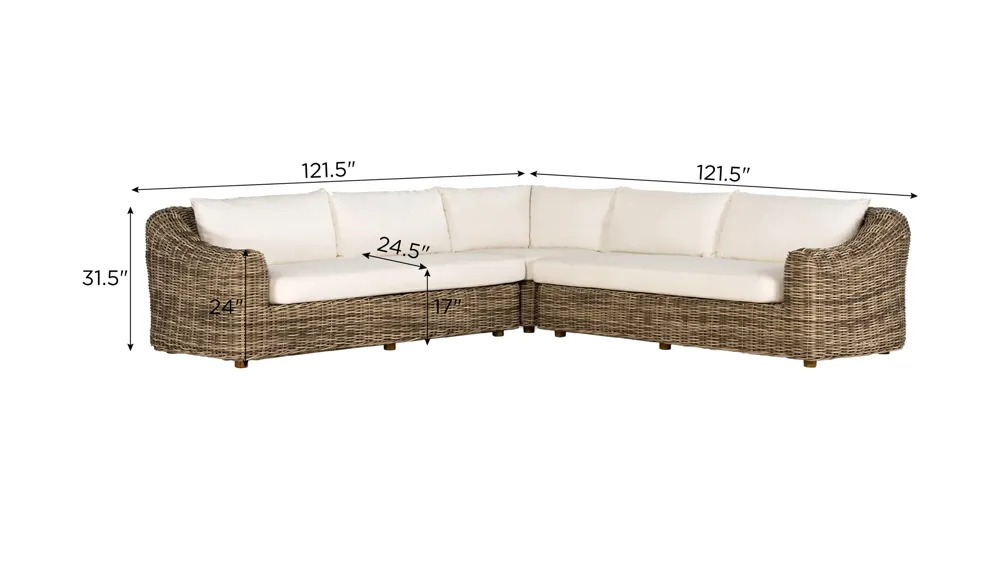 Messina Outdoor Sectional 3-pc. Dimensions