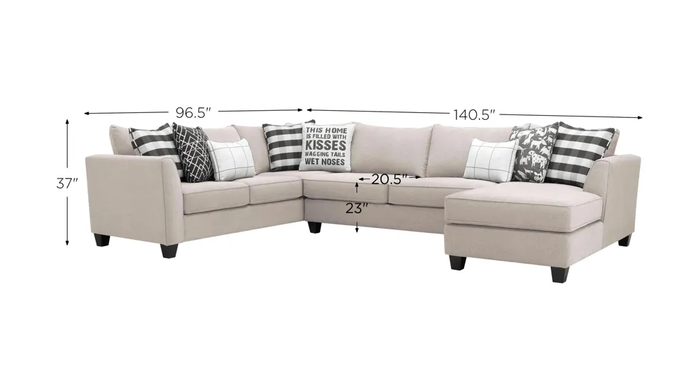Daine 3-pc. Sectional Sofa w/ Full Sleeper Dimensions