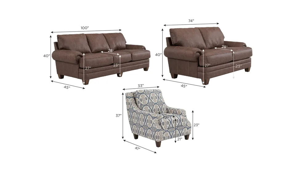 Boswell Living Room Set Dimensions