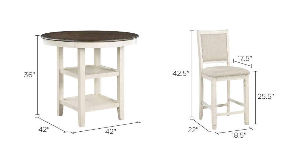 Arlana 5-pc Counter-Height Dining Set Dimensions