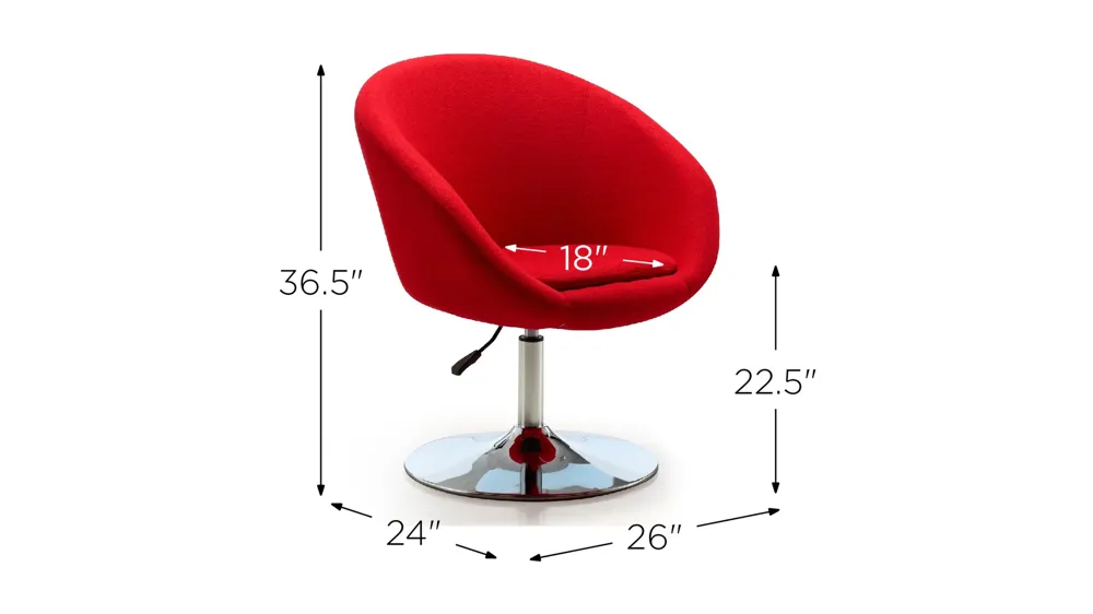 Hopper Swivel Adjustable Height Chair (Set of 2) Dimensions