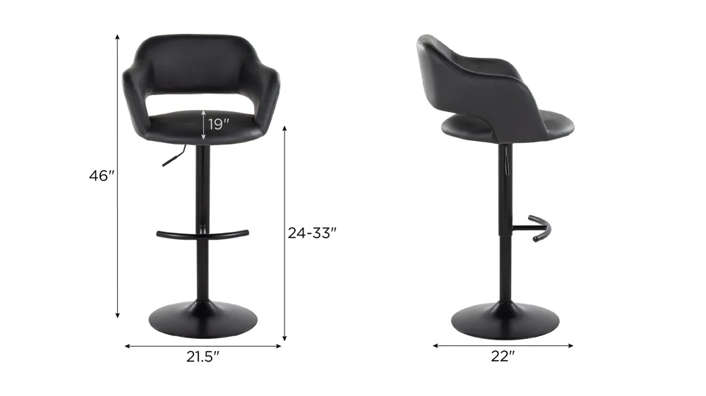 Margarite Adjustable Barstool - Set of 2 Dimensions