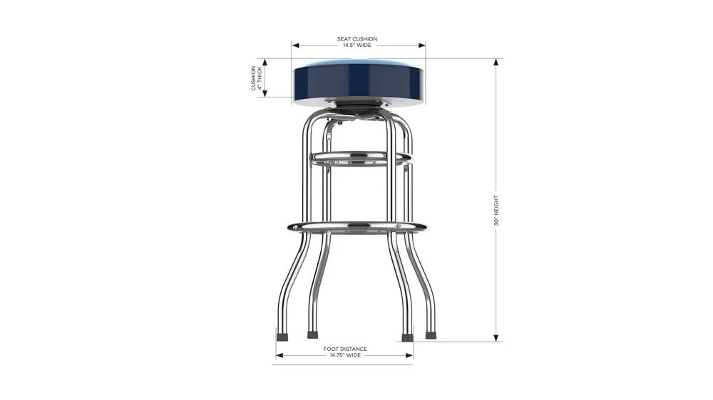 NCAA Backless Swivel Bar Stool Dimensions