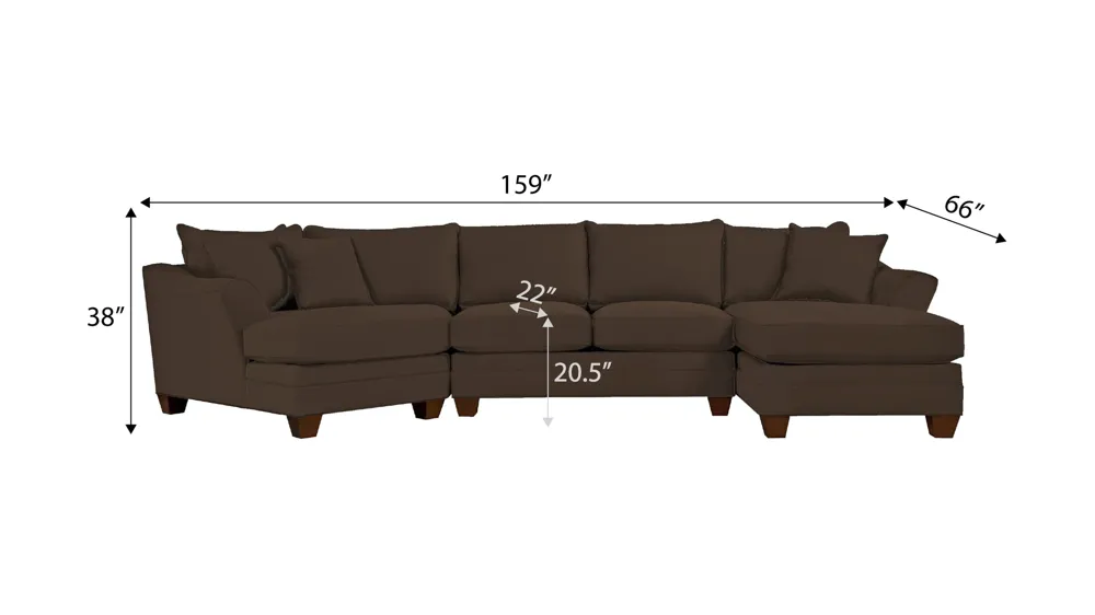 Foresthill 3-pc. Right Hand Facing Sectional Sofa Dimensions