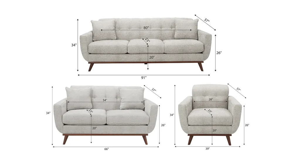 Milo Living Room Set Dimensions
