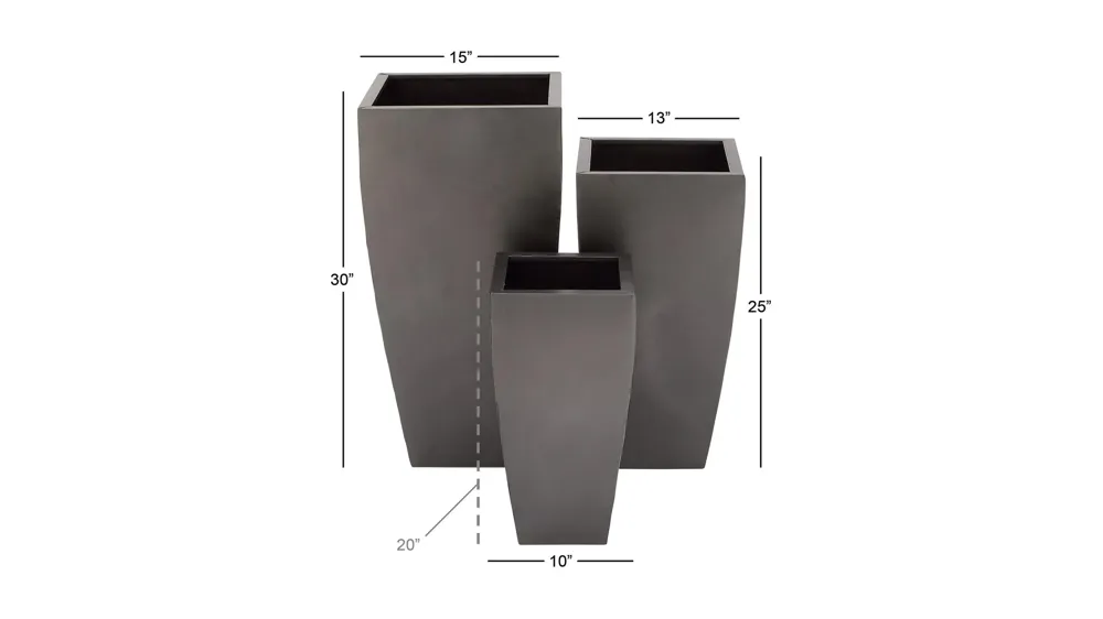 Ivy Collection Chattanooga Planter Set of 3 Dimensions