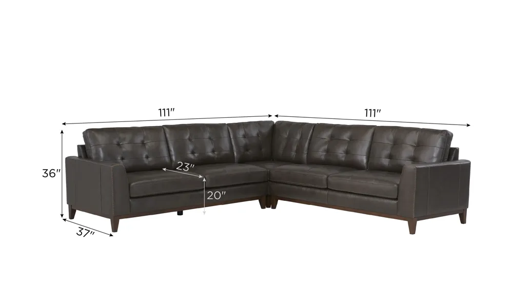 Wheaton Leather 3-pc. Sectional Dimensions
