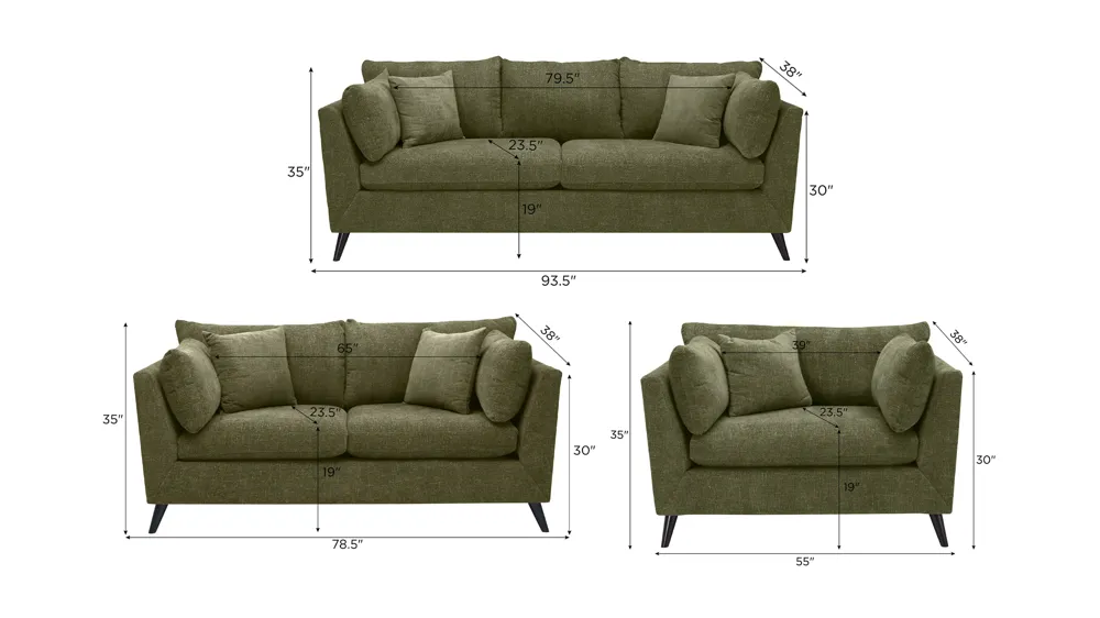 Caruso Living Room Set Dimensions