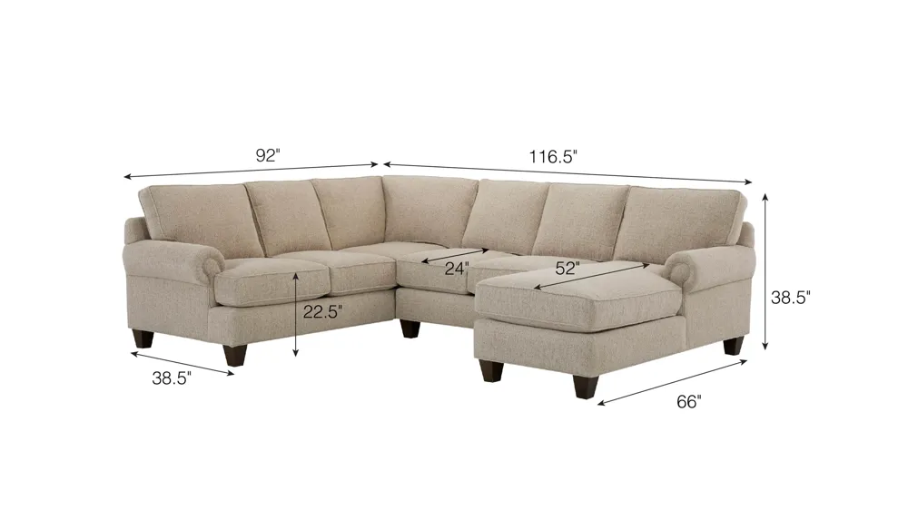 Crestwood 3-pc. Sectional Dimensions