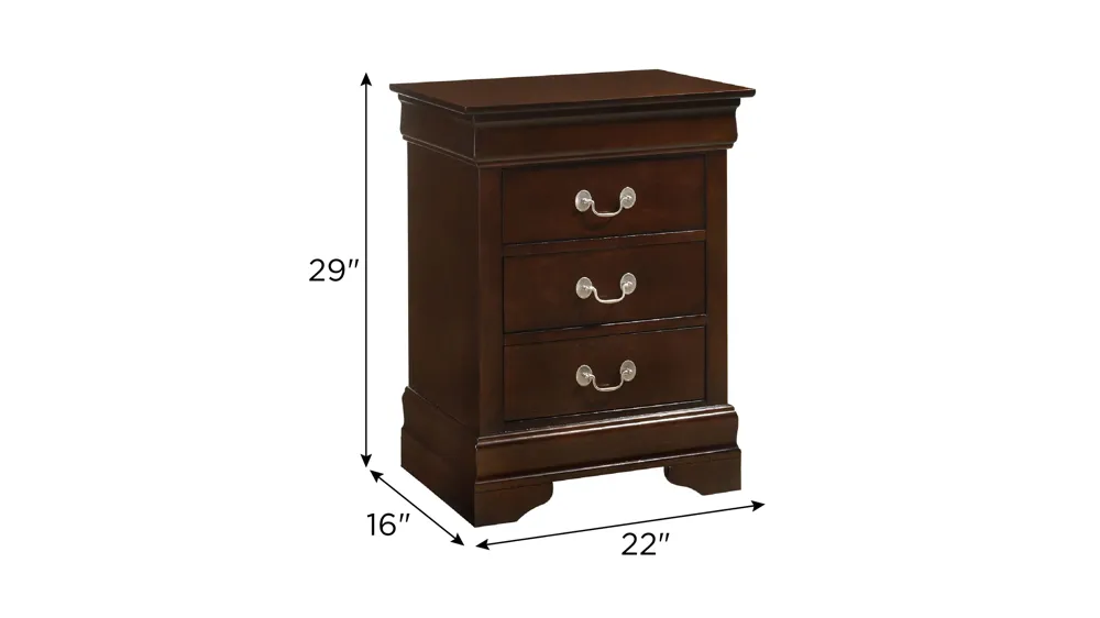 Rossie 3-Drawer Nightstand Dimensions