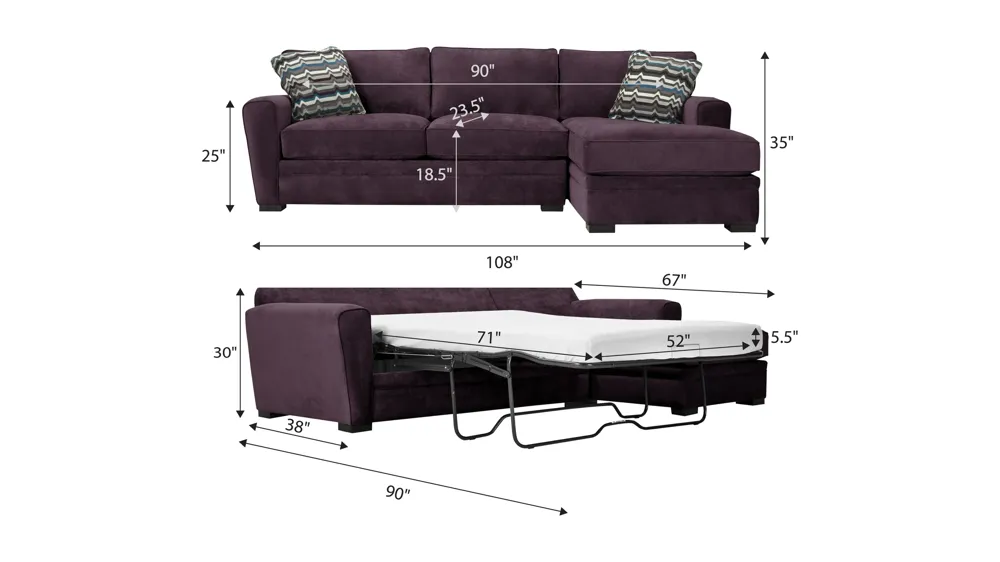 Artemis II 2-pc. Sectional w/ Full Sleeper Dimensions