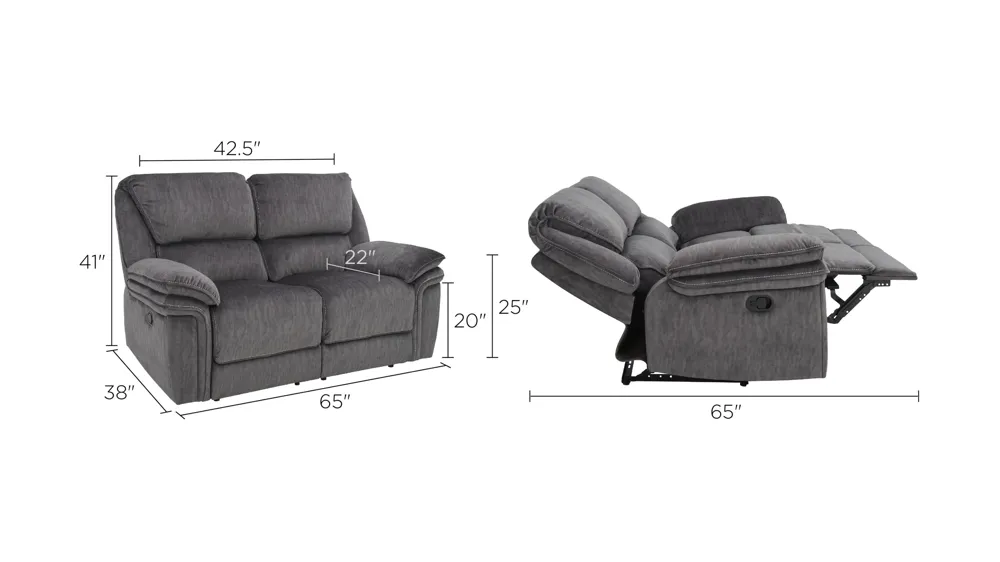 Portman Microfiber Reclining Loveseat Dimensions