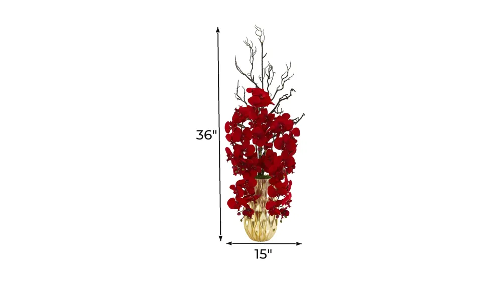 Red Phalaenopsis Orchid Artificial Arrangement Dimensions