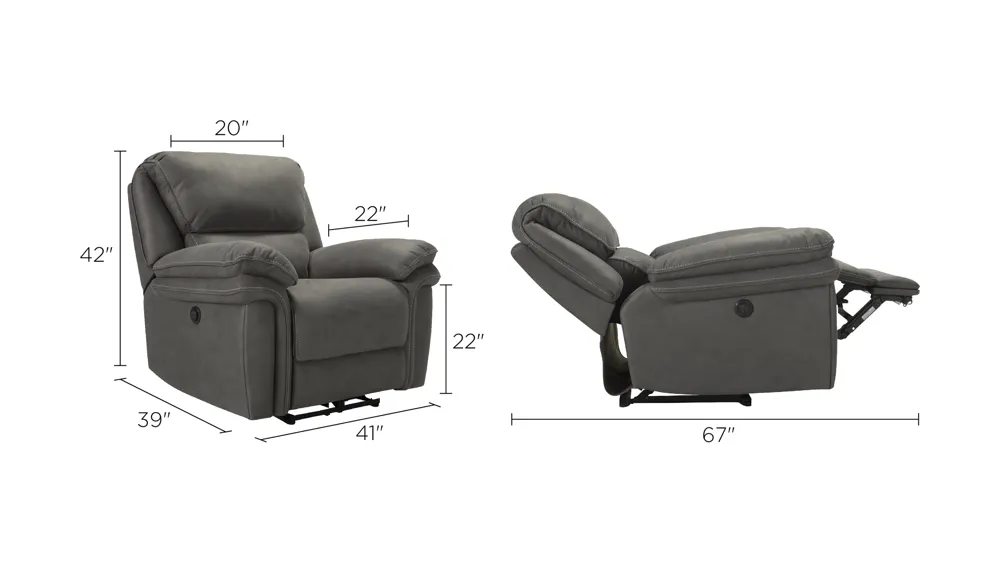 Skye Microfiber Power Recliner Dimensions