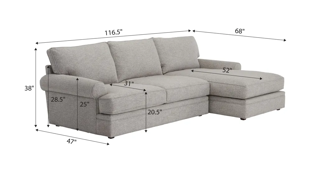 Nelson 2-pc. Sofa Chaise Dimensions