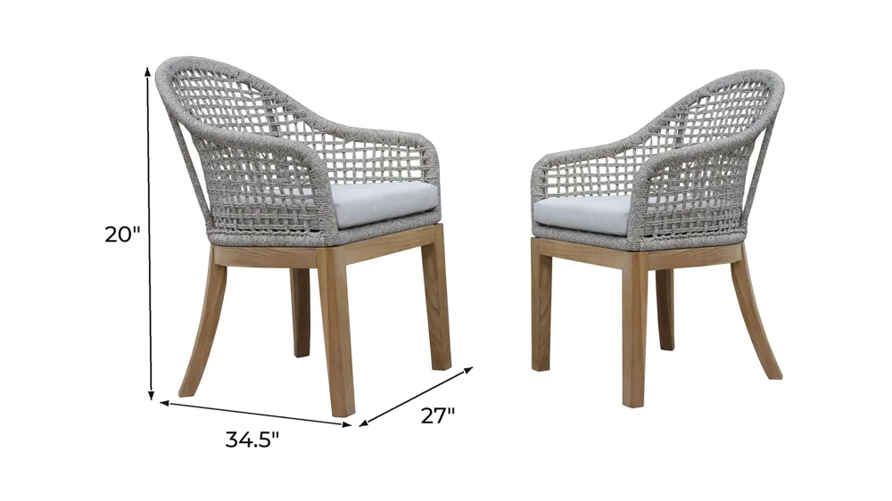Sammy Rope Dining Chair (Set of 2) Dimensions