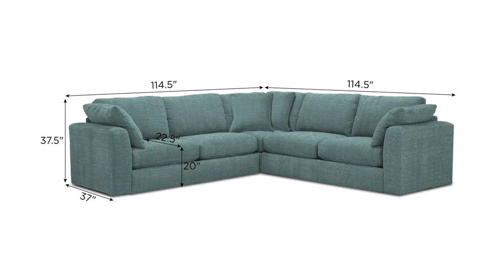 Nappily 3-pc. Sectional Dimensions
