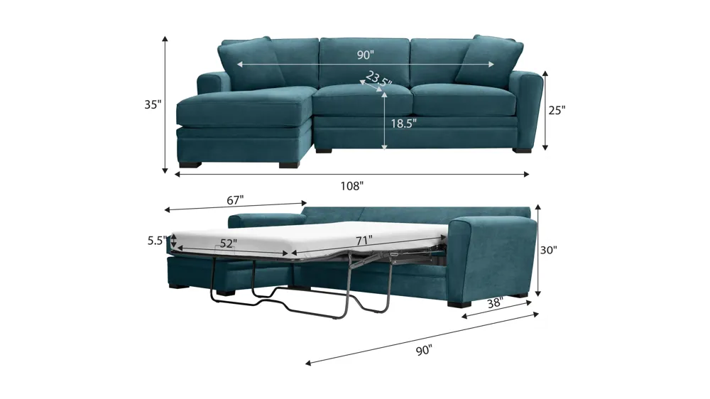 Artemis II 2-pc. Sectional w/ Full Sleeper Dimensions