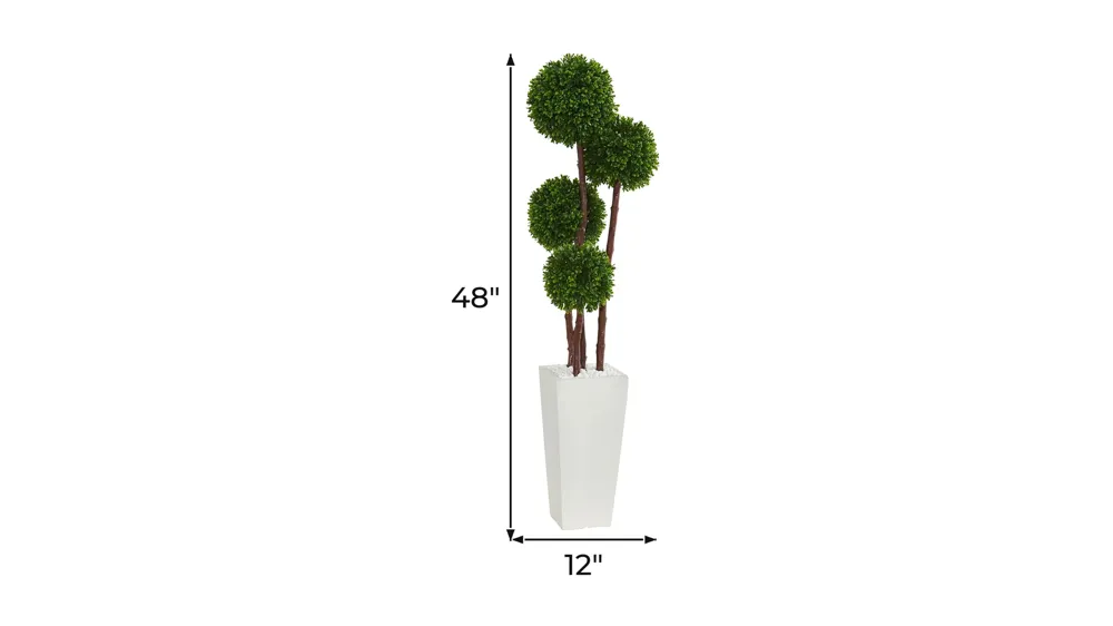 4ft. Boxwood Topiary Artificial Tree in Planter UV Resistant (Indoor/Outdoor) Dimensions