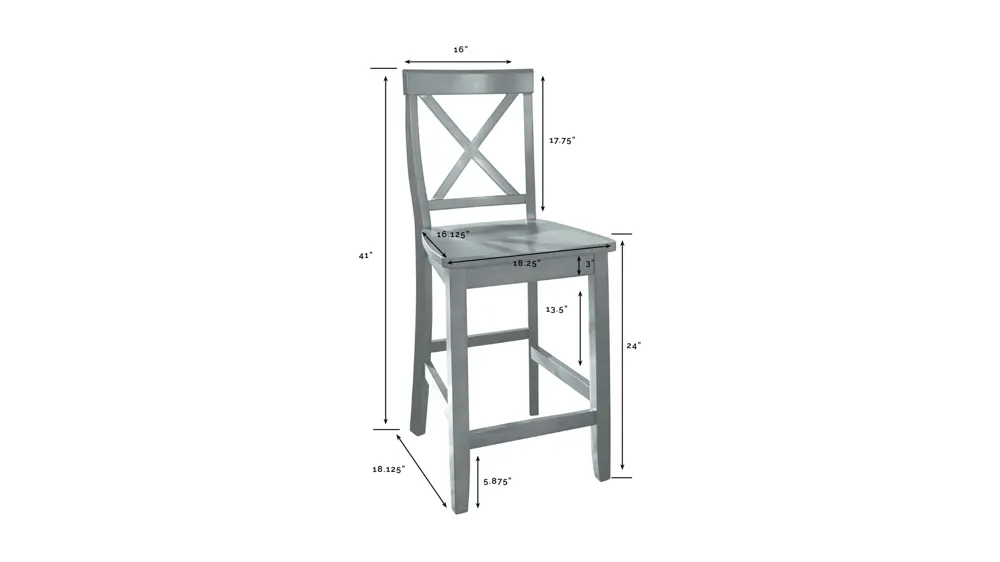 X-Back Counter Stool - Set of 2 Dimensions