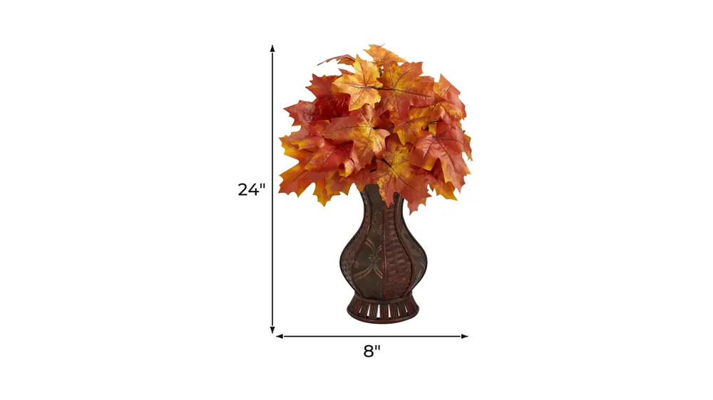 Fall foliage 24" Maple Leaves in Decorative Planter Dimensions