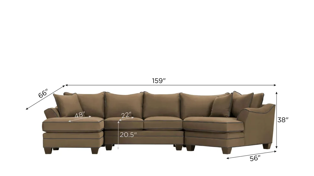 Foresthill 3-pc. Left Hand Facing Sectional Sofa Dimensions