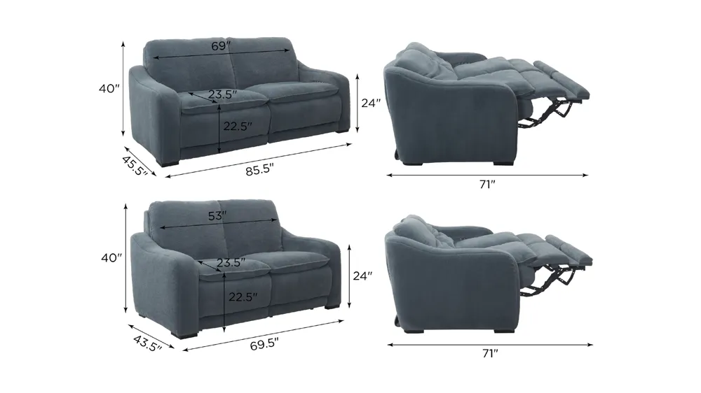 Celine 2-pc. Sofa & Loveseat Set Dimensions